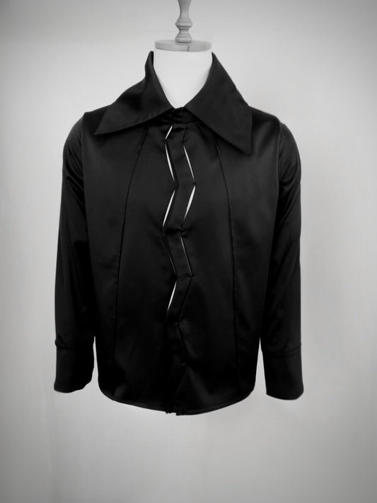 Noir Zigzag satin shirt